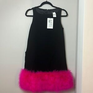Lisa Perry Barney’s New York hot pink feather mini dress NWT